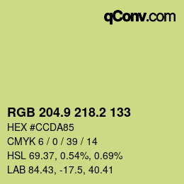 カラーコード: RGB 204.9 218.2 133 | qconv.com