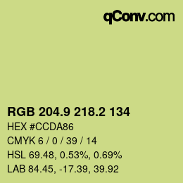 カラーコード: RGB 204.9 218.2 134 | qconv.com
