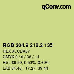 カラーコード: RGB 204.9 218.2 135 | qconv.com
