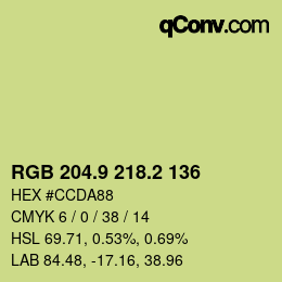 カラーコード: RGB 204.9 218.2 136 | qconv.com