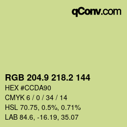 カラーコード: RGB 204.9 218.2 144 | qconv.com