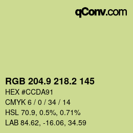 カラーコード: RGB 204.9 218.2 145 | qconv.com