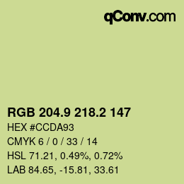 カラーコード: RGB 204.9 218.2 147 | qconv.com