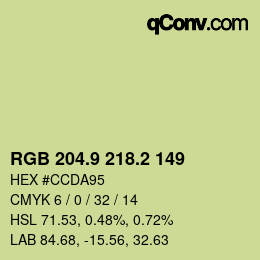 カラーコード: RGB 204.9 218.2 149 | qconv.com