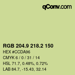 カラーコード: RGB 204.9 218.2 150 | qconv.com