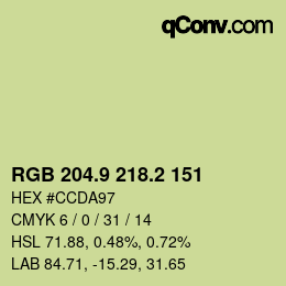 Color code: RGB 204.9 218.2 151 | qconv.com