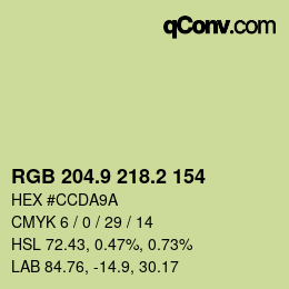 カラーコード: RGB 204.9 218.2 154 | qconv.com