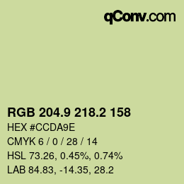 カラーコード: RGB 204.9 218.2 158 | qconv.com