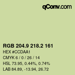カラーコード: RGB 204.9 218.2 161 | qconv.com