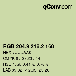 Color code: RGB 204.9 218.2 168 | qconv.com
