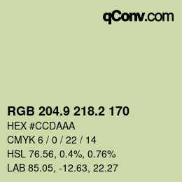 Color code: RGB 204.9 218.2 170 | qconv.com