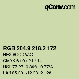 Color code: RGB 204.9 218.2 172 | qconv.com
