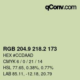 Farbcode: RGB 204.9 218.2 173 | qconv.com