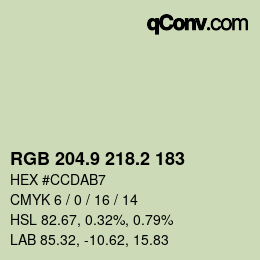 Color code: RGB 204.9 218.2 183 | qconv.com