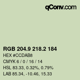 カラーコード: RGB 204.9 218.2 184 | qconv.com