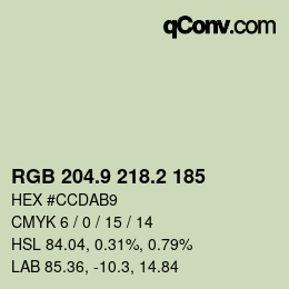 カラーコード: RGB 204.9 218.2 185 | qconv.com