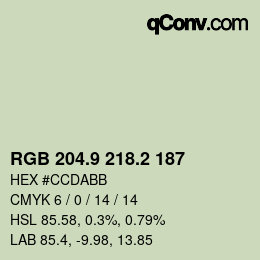 Color code: RGB 204.9 218.2 187 | qconv.com