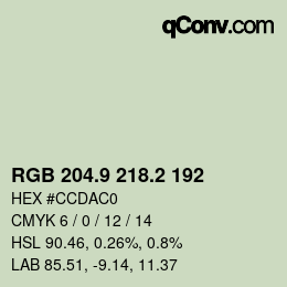 Color code: RGB 204.9 218.2 192 | qconv.com