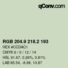 カラーコード: RGB 204.9 218.2 193 | qconv.com
