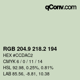 Color code: RGB 204.9 218.2 194 | qconv.com