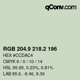 カラーコード: RGB 204.9 218.2 196 | qconv.com