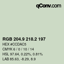 Color code: RGB 204.9 218.2 197 | qconv.com