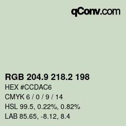 カラーコード: RGB 204.9 218.2 198 | qconv.com