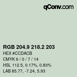 カラーコード: RGB 204.9 218.2 203 | qconv.com