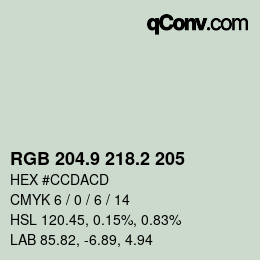 カラーコード: RGB 204.9 218.2 205 | qconv.com