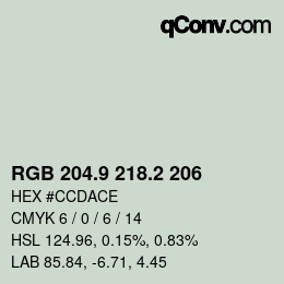 Color code: RGB 204.9 218.2 206 | qconv.com