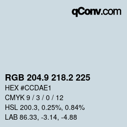 Color code: RGB 204.9 218.2 225 | qconv.com