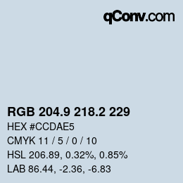 Color code: RGB 204.9 218.2 229 | qconv.com