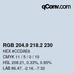 Color code: RGB 204.9 218.2 230 | qconv.com