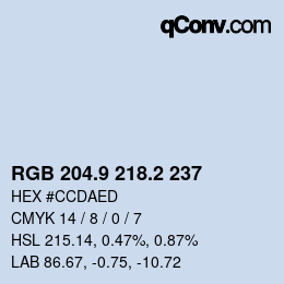 カラーコード: RGB 204.9 218.2 237 | qconv.com