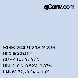 Color code: RGB 204.9 218.2 239 | qconv.com
