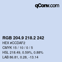カラーコード: RGB 204.9 218.2 242 | qconv.com