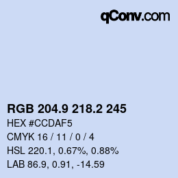 カラーコード: RGB 204.9 218.2 245 | qconv.com