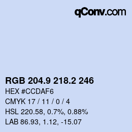 Color code: RGB 204.9 218.2 246 | qconv.com