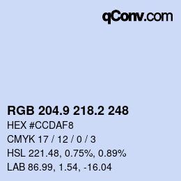 Color code: RGB 204.9 218.2 248 | qconv.com
