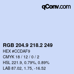 Color code: RGB 204.9 218.2 249 | qconv.com