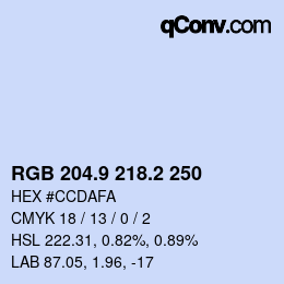 Color code: RGB 204.9 218.2 250 | qconv.com