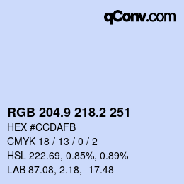 Color code: RGB 204.9 218.2 251 | qconv.com