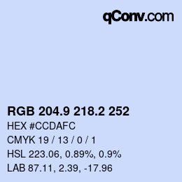 カラーコード: RGB 204.9 218.2 252 | qconv.com