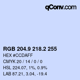 Color code: RGB 204.9 218.2 255 | qconv.com