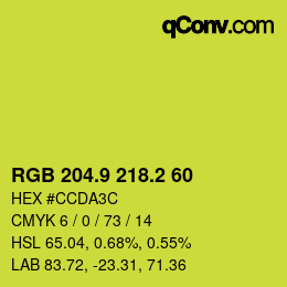 カラーコード: RGB 204.9 218.2 60 | qconv.com