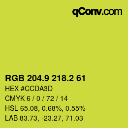 カラーコード: RGB 204.9 218.2 61 | qconv.com