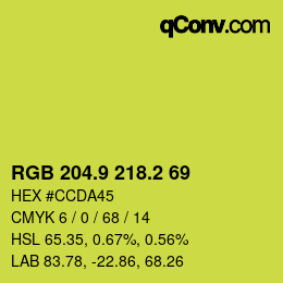 カラーコード: RGB 204.9 218.2 69 | qconv.com
