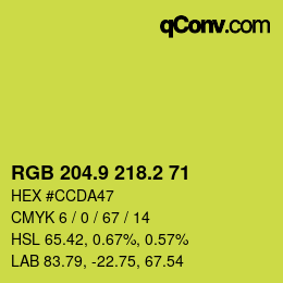 カラーコード: RGB 204.9 218.2 71 | qconv.com