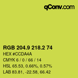 カラーコード: RGB 204.9 218.2 74 | qconv.com