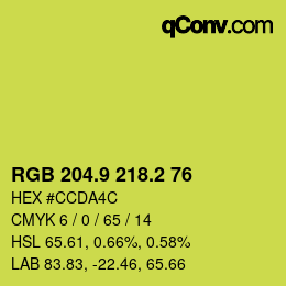 カラーコード: RGB 204.9 218.2 76 | qconv.com